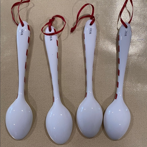 Williams Sonoma Snowman Chef
Spoon Set of 4  Red and White Striped Spoons - Picture 3 of 5